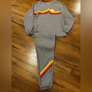 Joyspun Women’s Small 4-6 Pajama Jogging Set Track Suit Red Yelloe Orange Stripe
